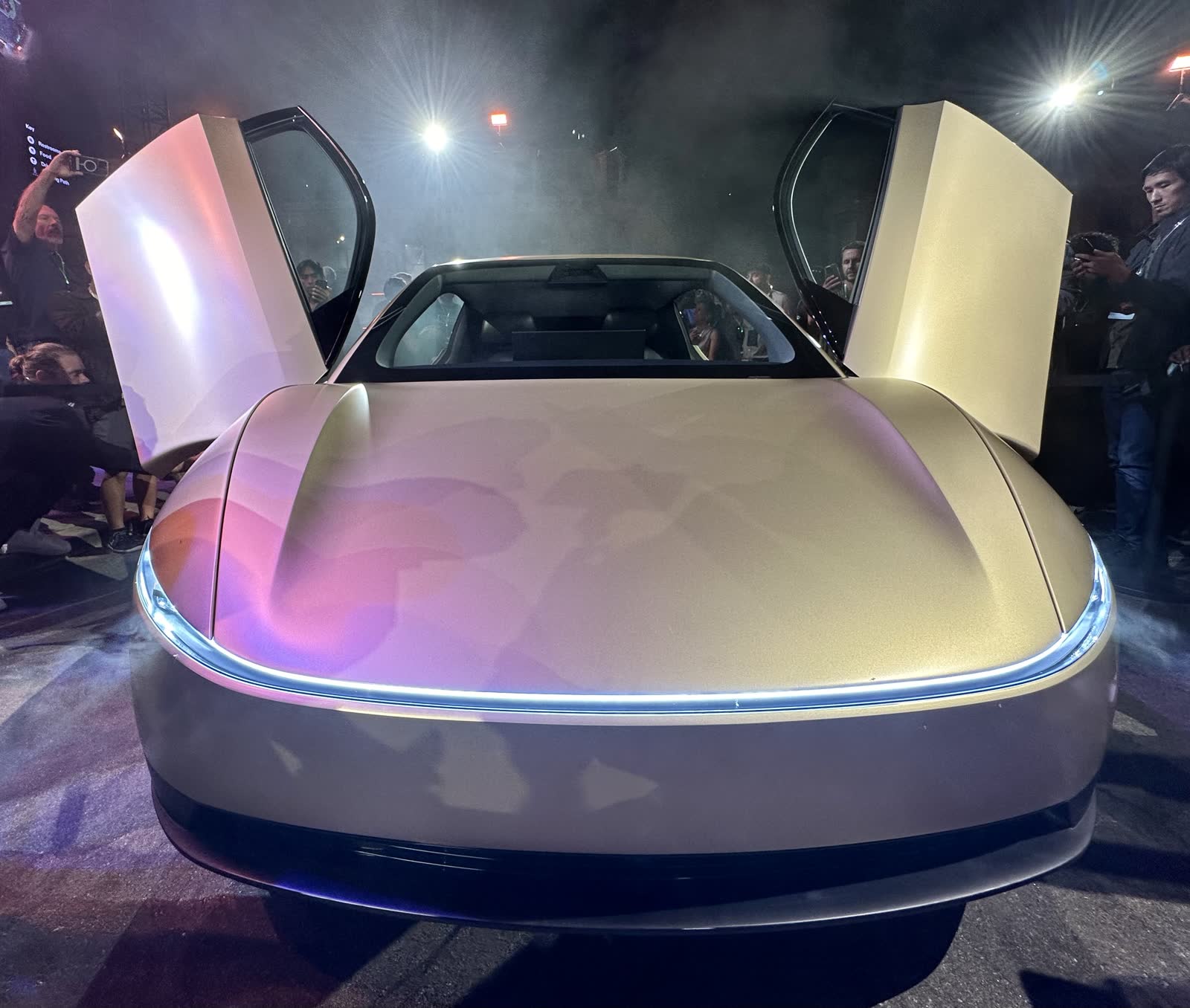 Front of a gold Cybercab